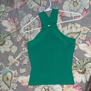 Skies Are Blue Fitted Green Sleeveless Tank Top